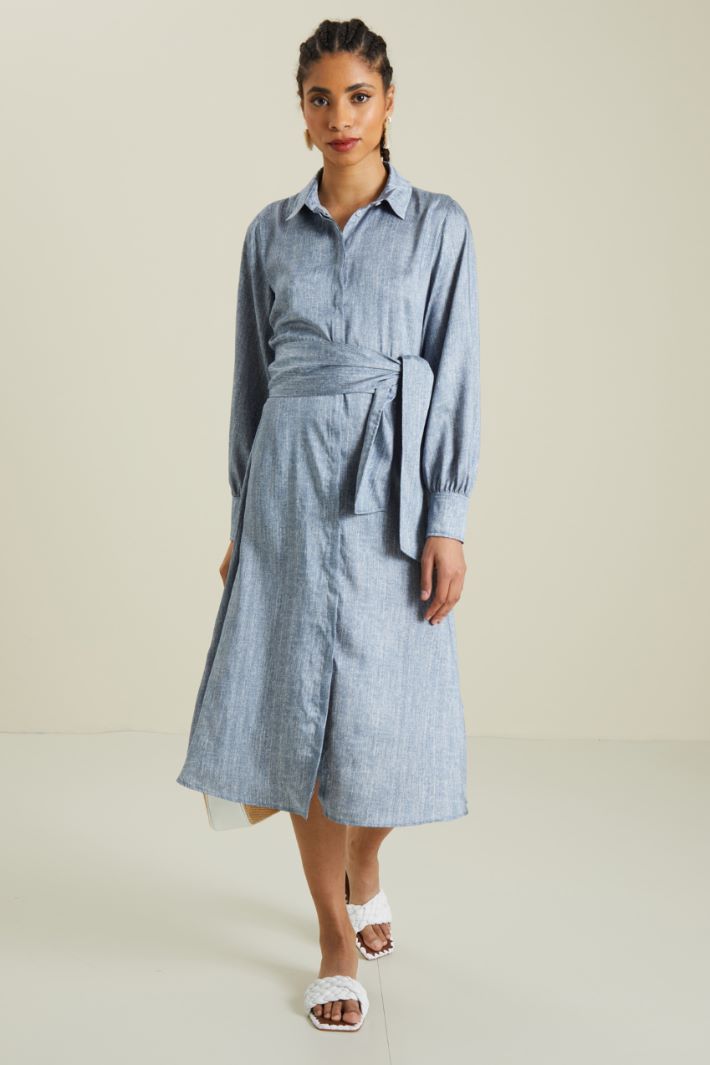 Abito chemisier stampato - AZZURRO DENIM - Fashion Market