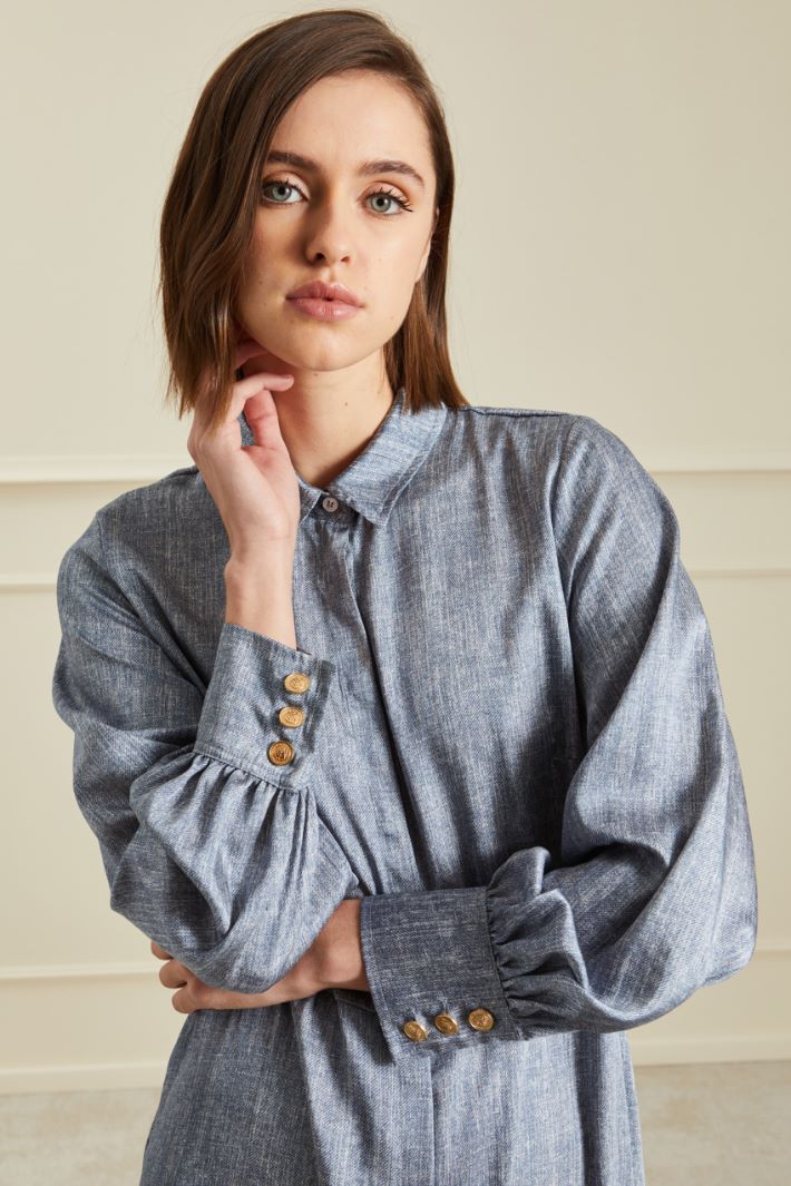 Abito chemisier stampato - AZZURRO DENIM - Fashion Market - 3