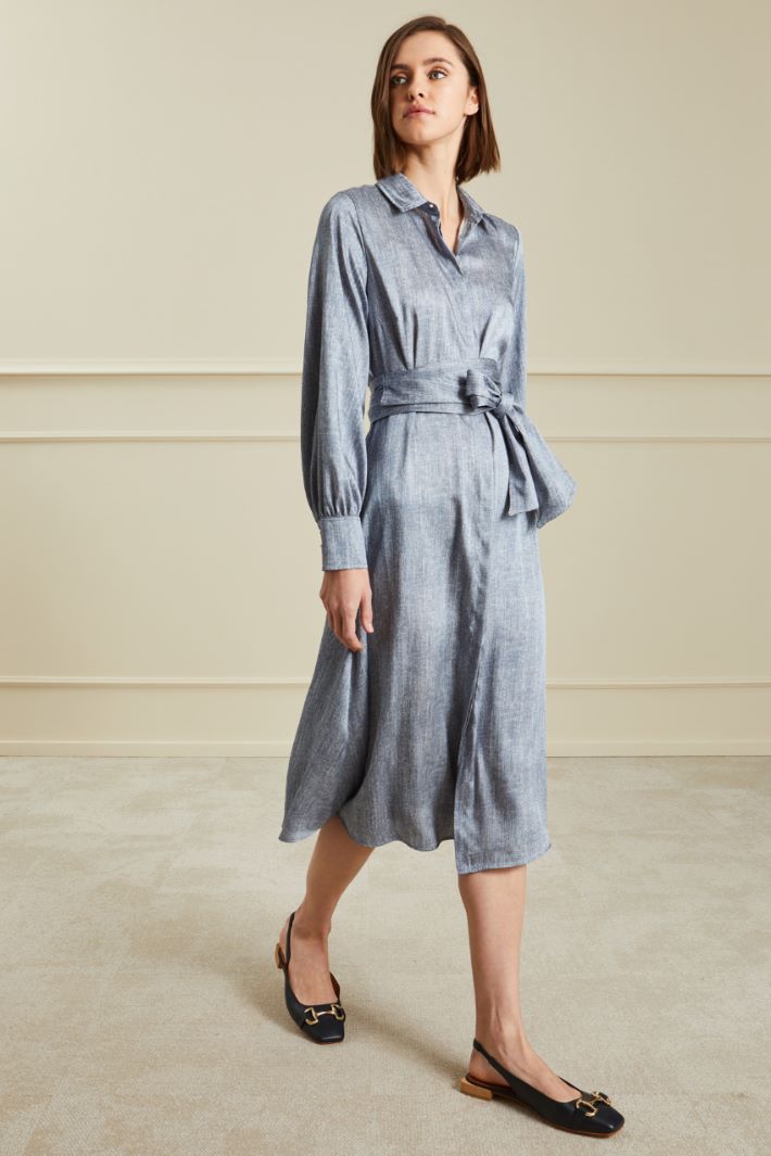 Abito chemisier stampato - AZZURRO DENIM - Fashion Market