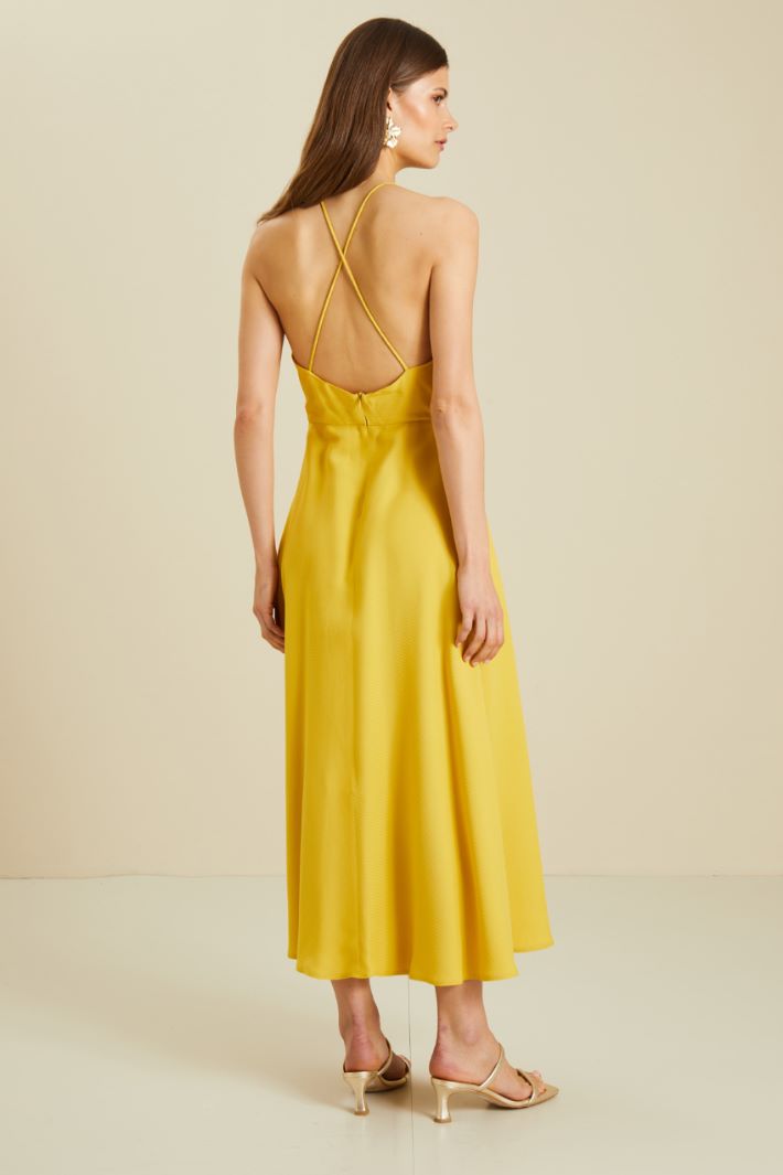Abito in raso con incrocio - GIALLO - Fashion Market - 4