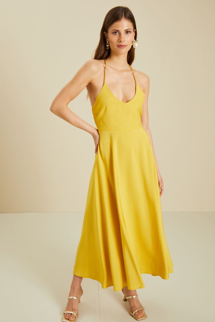 Abito in raso con incrocio - GIALLO - Fashion Market - 2