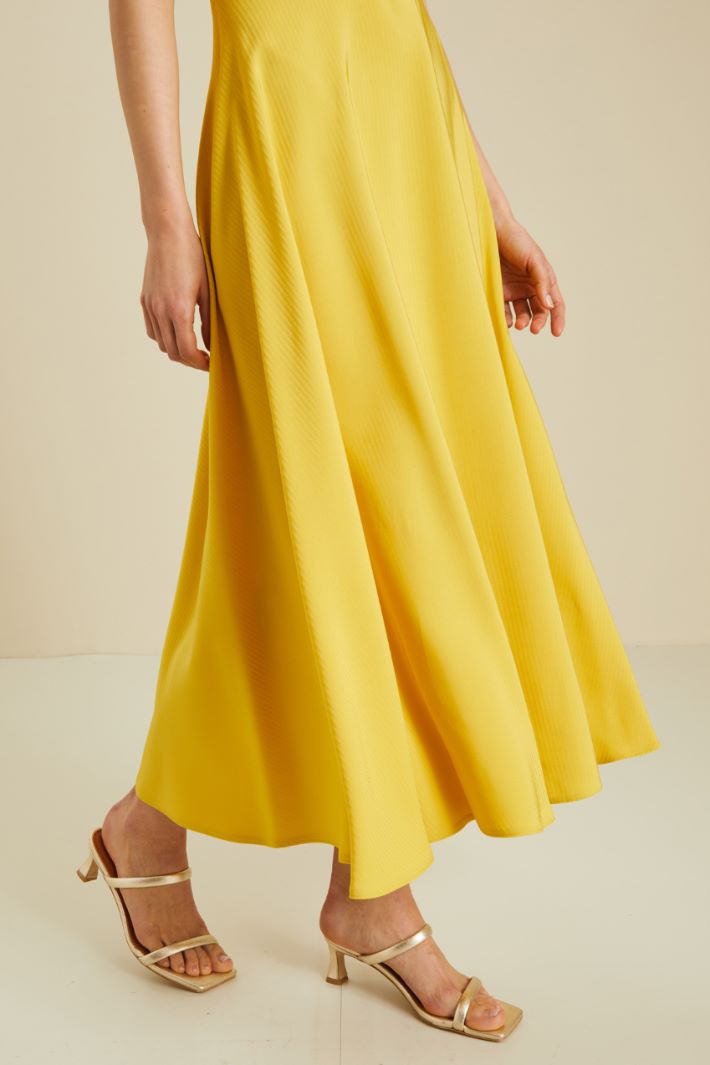 Abito in raso con incrocio - GIALLO - Fashion Market - 3