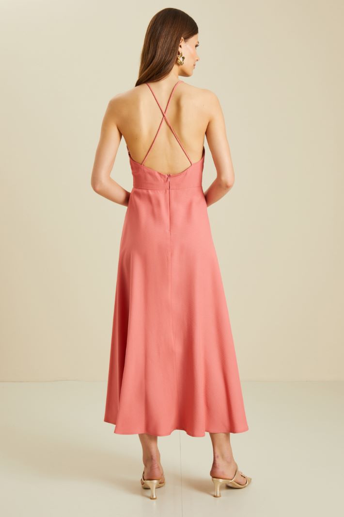 Abito in raso con incrocio - ROSA - Fashion Market - 4