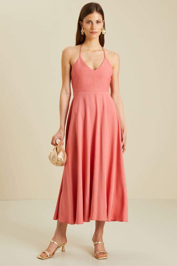 Abito in raso con incrocio - ROSA - Fashion Market