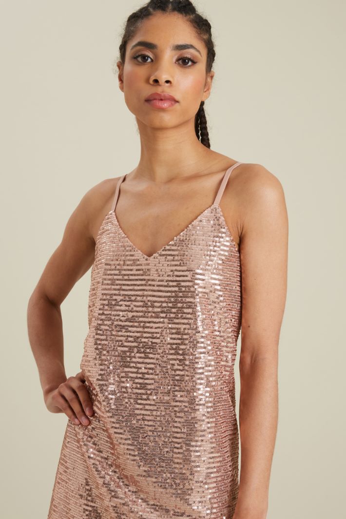 Abito corto con paillettes - ROSA ANTICO - Fashion Market - 3