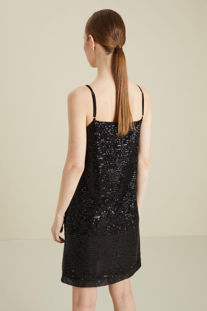 Abito corto con paillettes - NERO - Fashion Market - 4