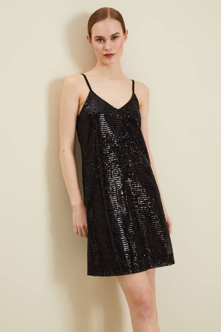 Abito corto con paillettes - NERO - Fashion Market - 2