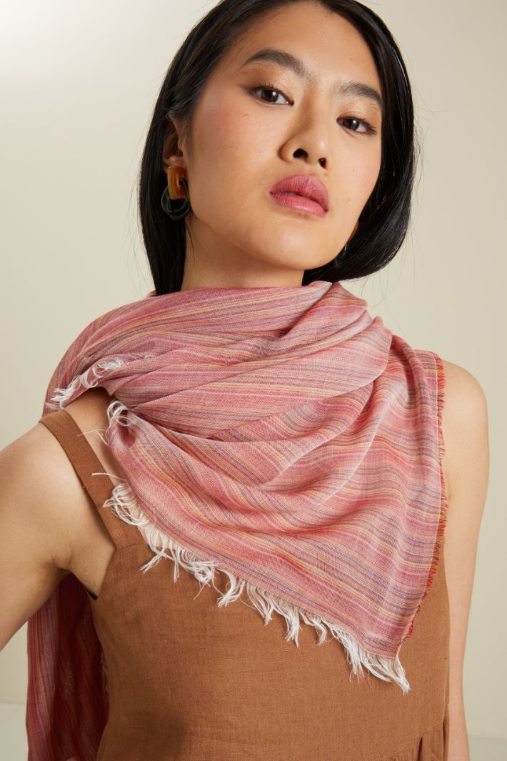 Sciarpa in tela di cotone - ROSSO - Fashion Market