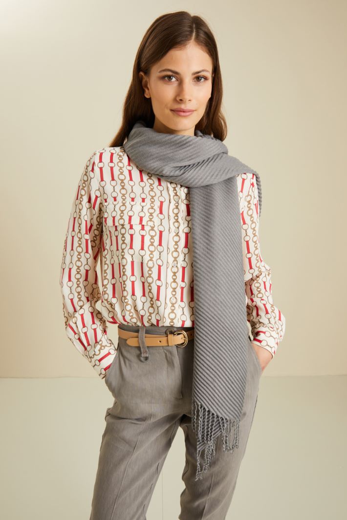 Sciarpa plissettata in viscosa - GRIGIO - Fashion Market
