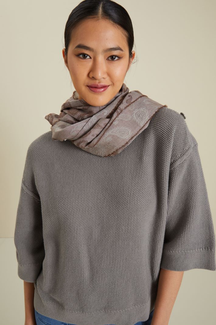 Sciarpa in puro cotone - MARRONE BIANCO - Fashion Market - 2