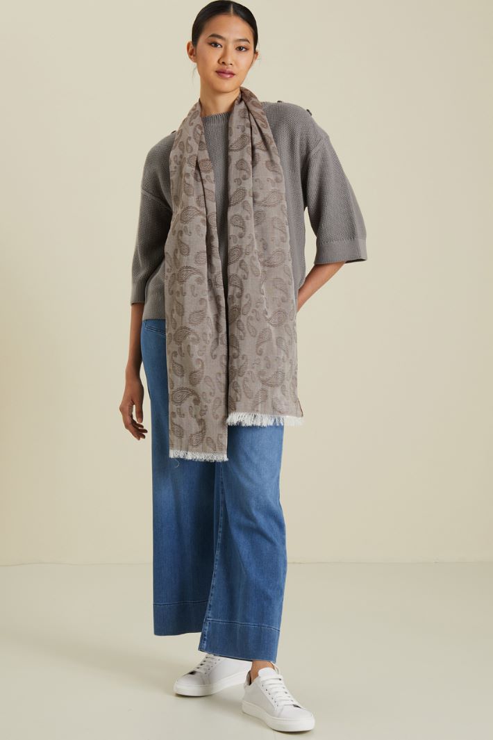 Sciarpa in puro cotone - MARRONE BIANCO - Fashion Market