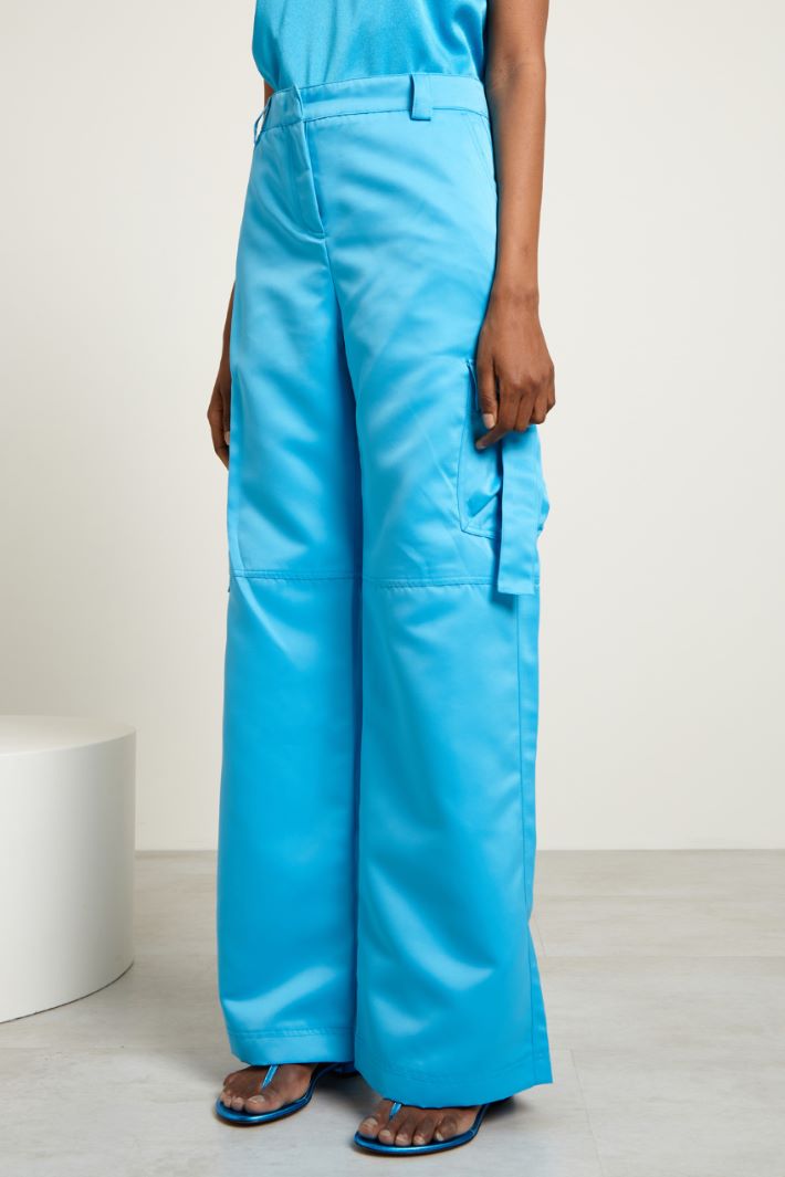 Pantaloni a palazzo in raso Fashion Market - 2