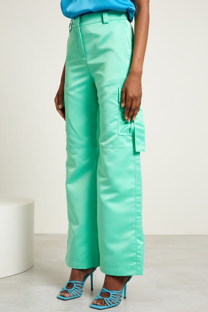 Pantaloni a palazzo in raso Fashion Market - 2