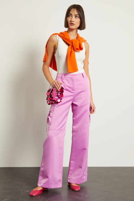 Pantaloni a palazzo in raso Fashion Market