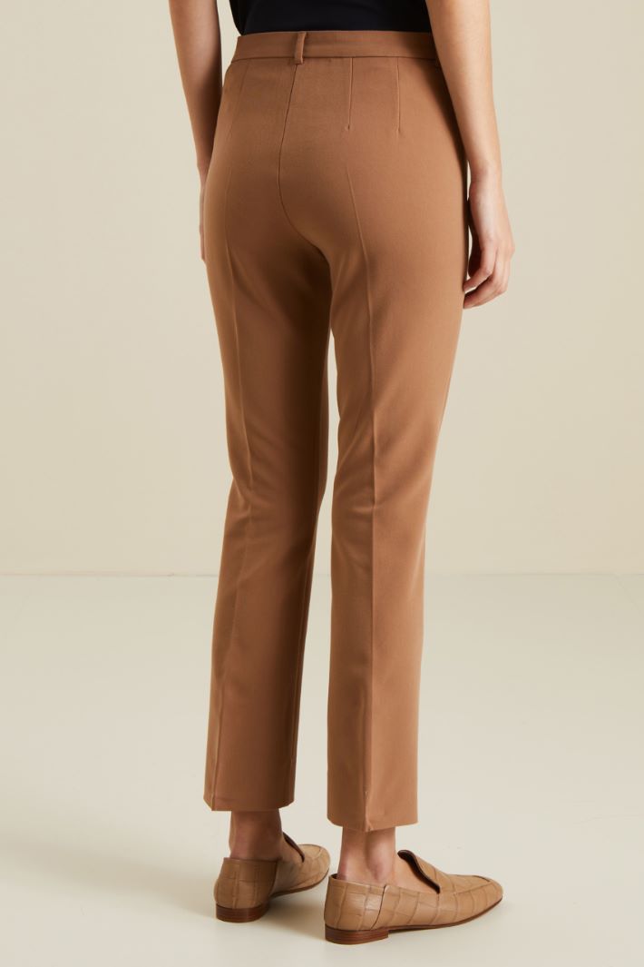 Pantaloni in cotone e viscosa - TABACCO - Fashion Market - 4