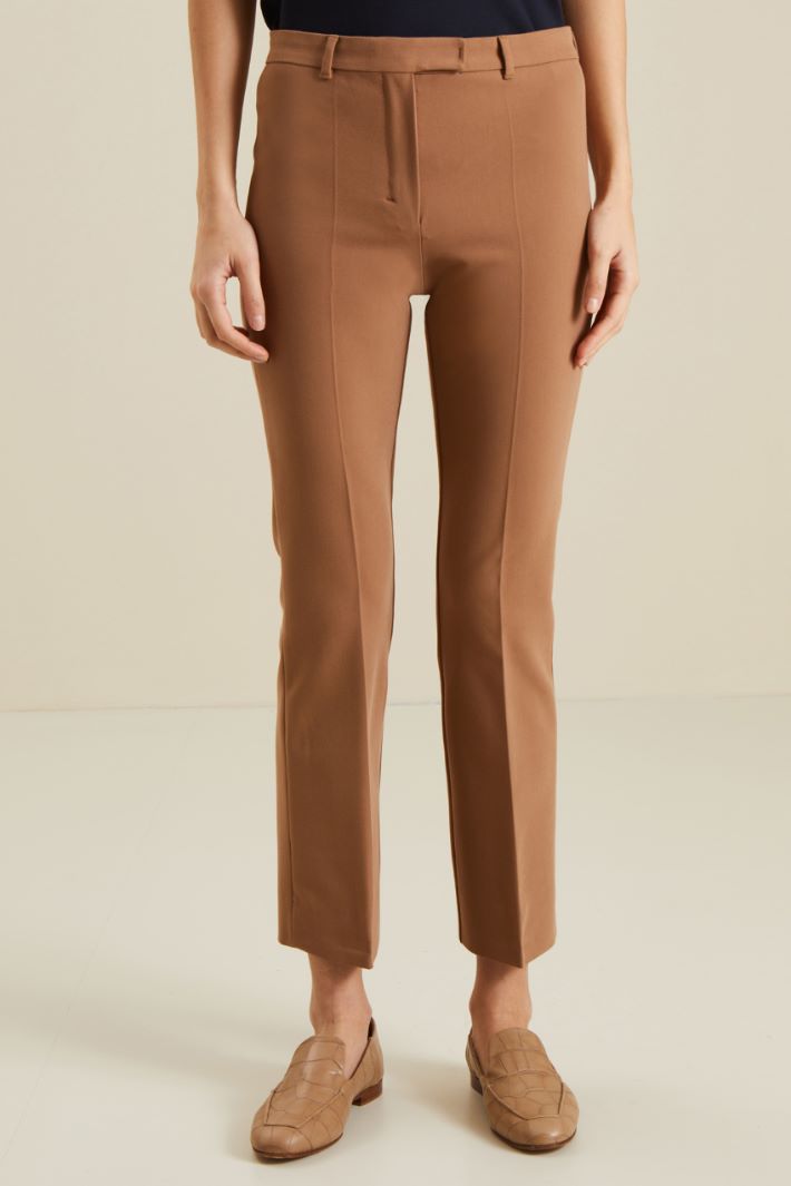 Pantaloni in cotone e viscosa - TABACCO - Fashion Market - 2