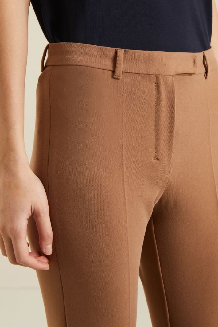 Pantaloni in cotone e viscosa - TABACCO - Fashion Market - 3