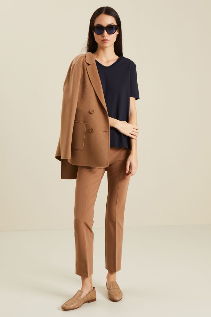 Pantaloni in cotone e viscosa - TABACCO - Fashion Market