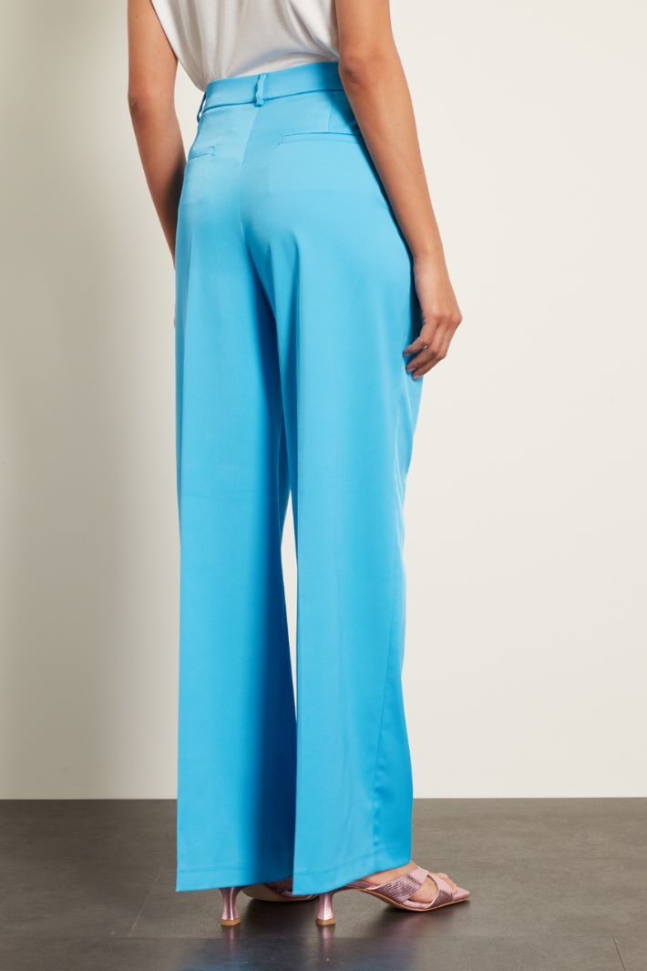 Pantaloni a palazzo con pinces - AZZURRO - Fashion Market - 4