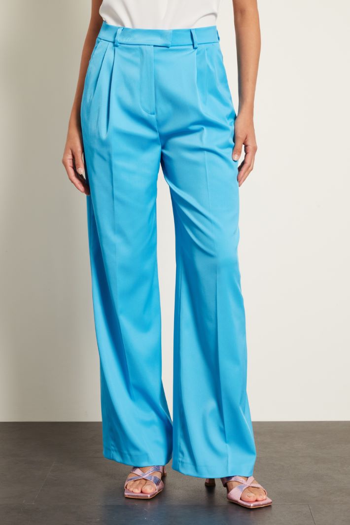 Pantaloni a palazzo con pinces - AZZURRO - Fashion Market - 2