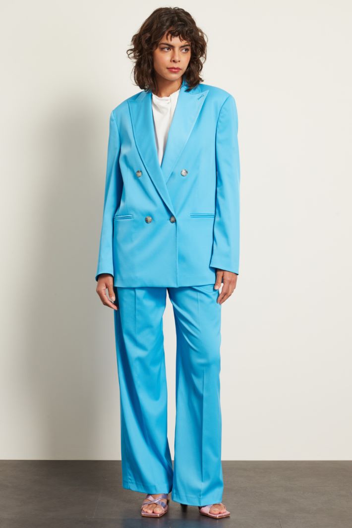 Pantaloni a palazzo con pinces - AZZURRO - Fashion Market