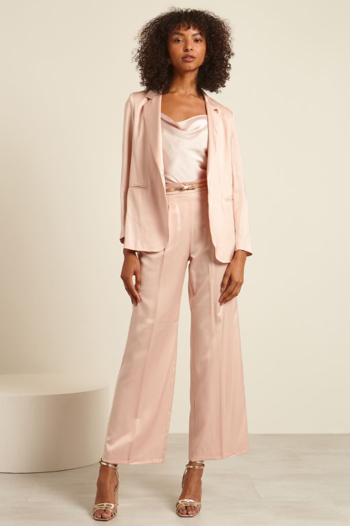 Pantaloni con pinces in raso - ROSA CIPRIA - Fashion Market