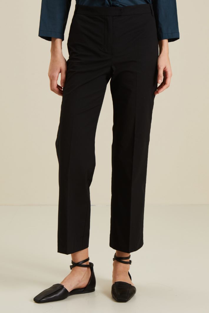 Pantaloni in cotone stretch - NERO - Fashion Market - 2