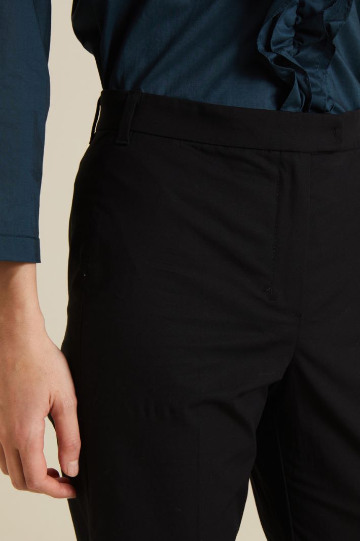 Pantaloni in cotone stretch - NERO - Fashion Market - 3