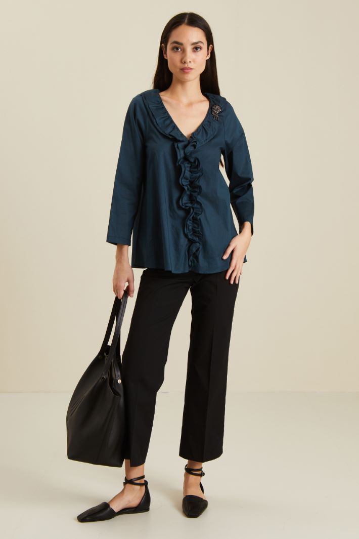 Pantaloni in cotone stretch - NERO - Fashion Market