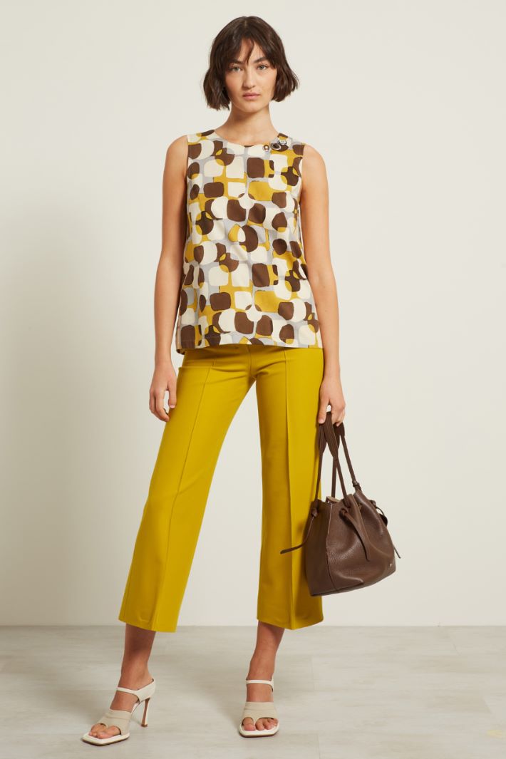 Pantaloni cropped stretch - SENAPE - Fashion Market