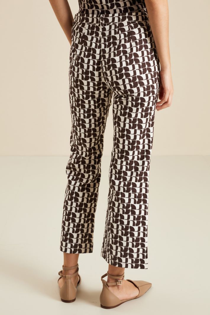 Pantaloni flare in stuoia  - CIOCCOLATO PANNA - Fashion Market - 4