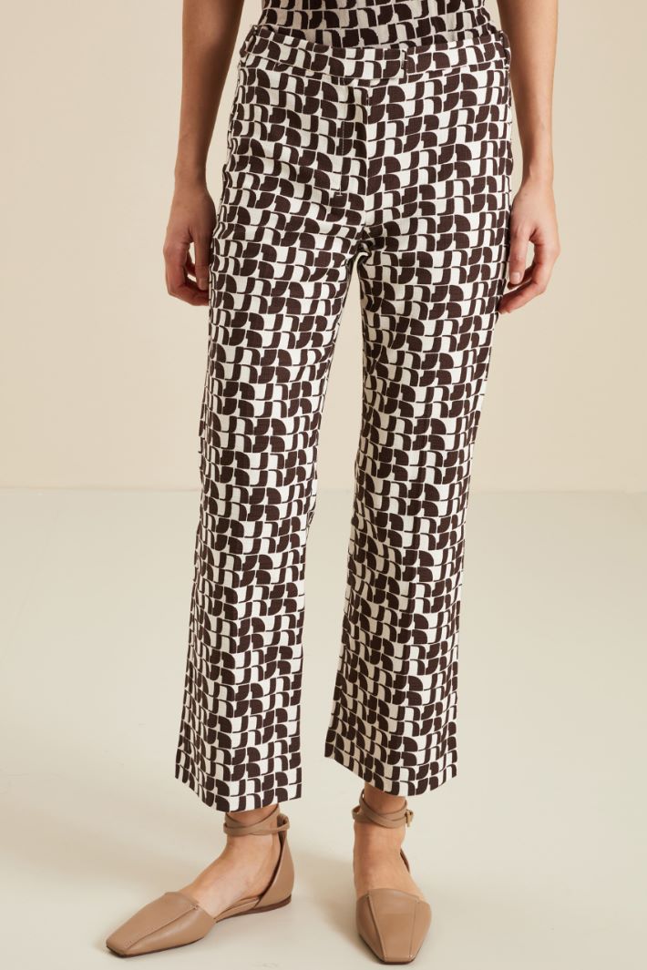 Pantaloni flare in stuoia  - CIOCCOLATO PANNA - Fashion Market - 2