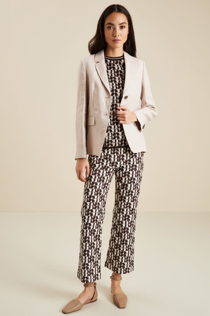Pantaloni flare in stuoia  - CIOCCOLATO PANNA - Fashion Market