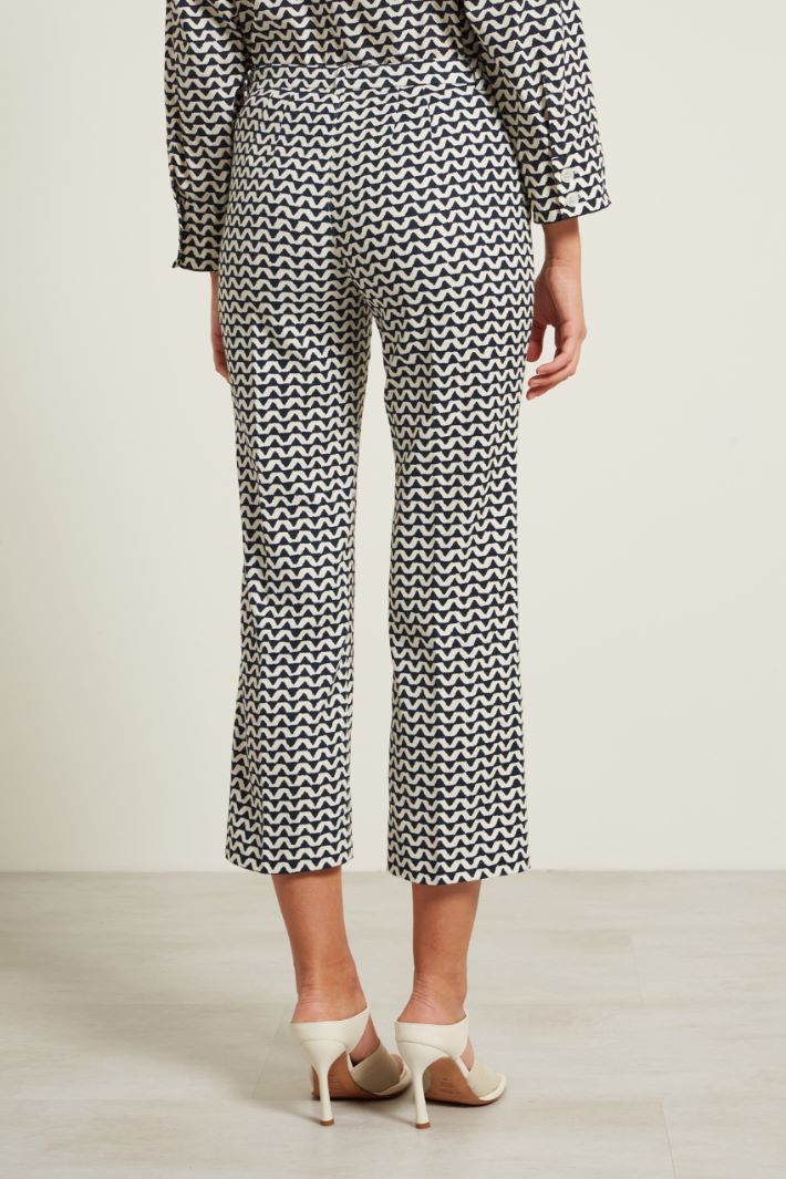 Pantaloni in stuoia stampata - BLU SCURO ECRU - Fashion Market - 4