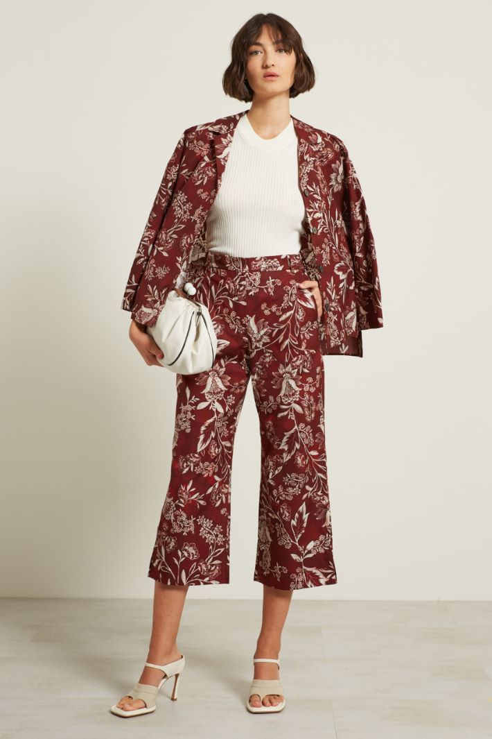 Pantaloni in popeline stampato - BORDEAUX BIANCO - Fashion Market