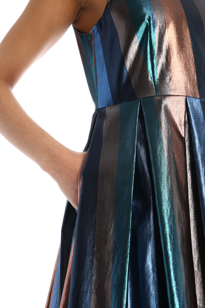Abito lamé con gonna a pieghe - BLU BRONZO - Fashion Market - 5