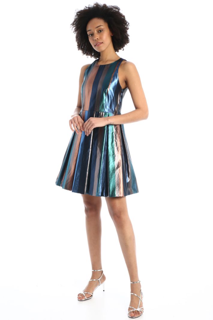 Abito lamé con gonna a pieghe - BLU BRONZO - Fashion Market