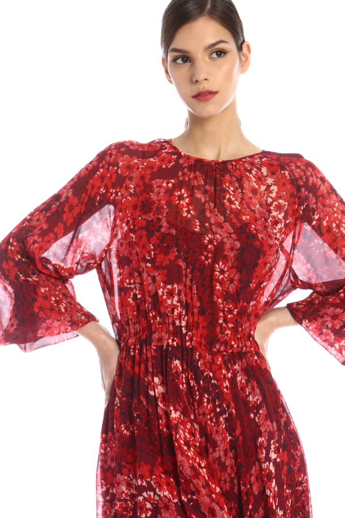 Abito in georgette a fantasia - BORDEAUX - Fashion Market - 3