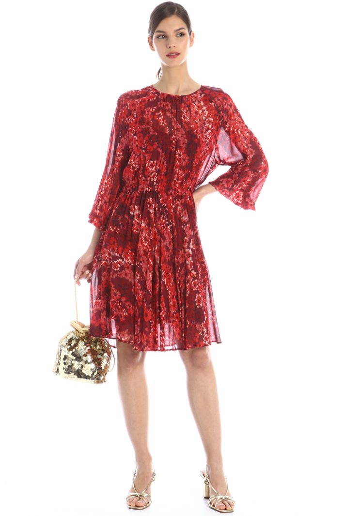 Abito in georgette a fantasia - BORDEAUX - Fashion Market