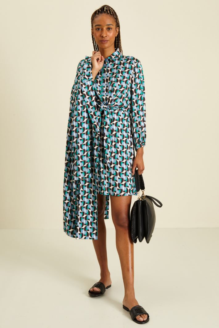Abito in raso - PANNA TURCHESE  - Fashion Market