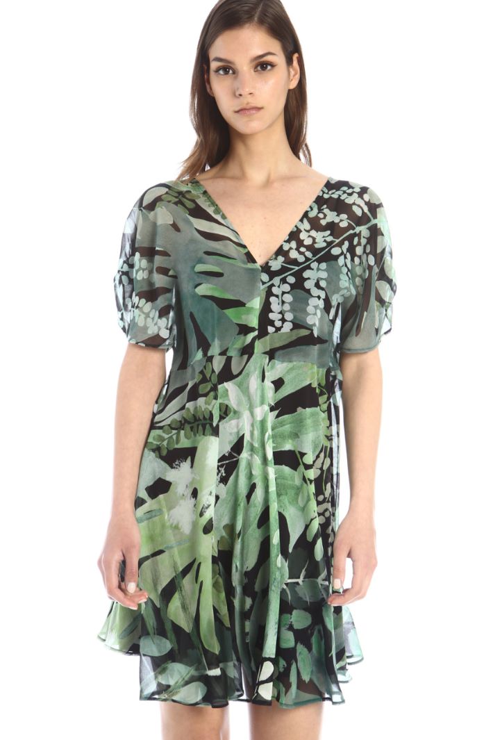 Abito in georgette di seta - VERDE NERO - Fashion Market - 2