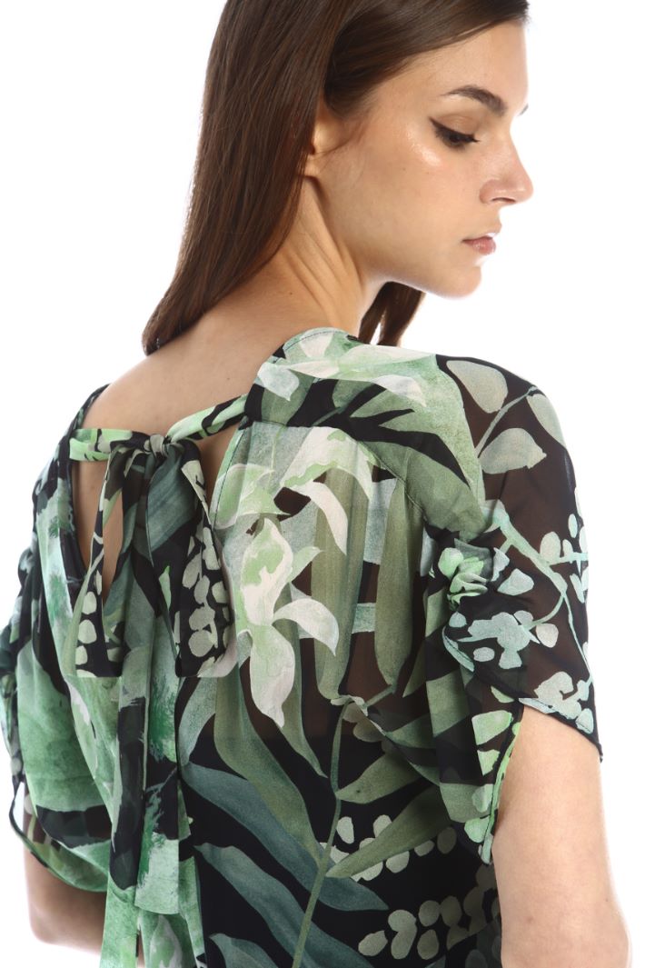 Abito in georgette di seta - VERDE NERO - Fashion Market - 3