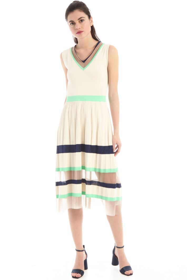 Abito midi in maglia  - AVORIO MENTA BLU - Fashion Market