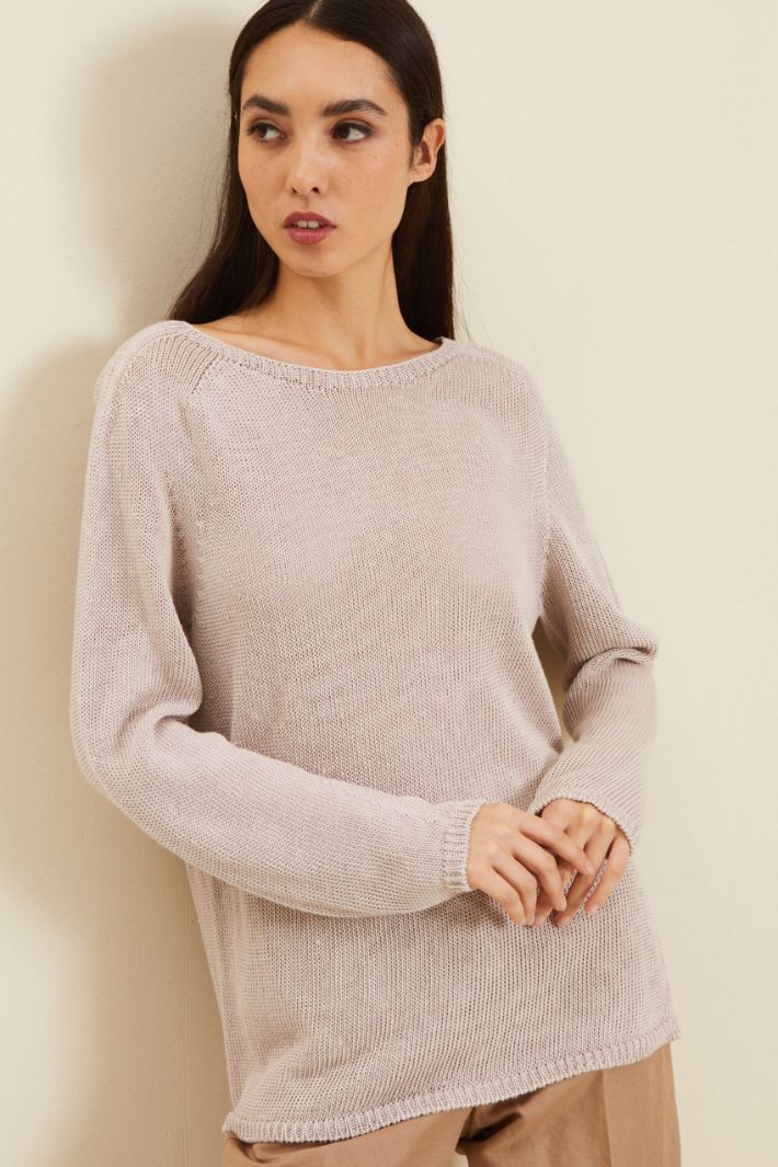 Maglia in filato di lino - GRIGIO PERLA - Fashion Market - 2