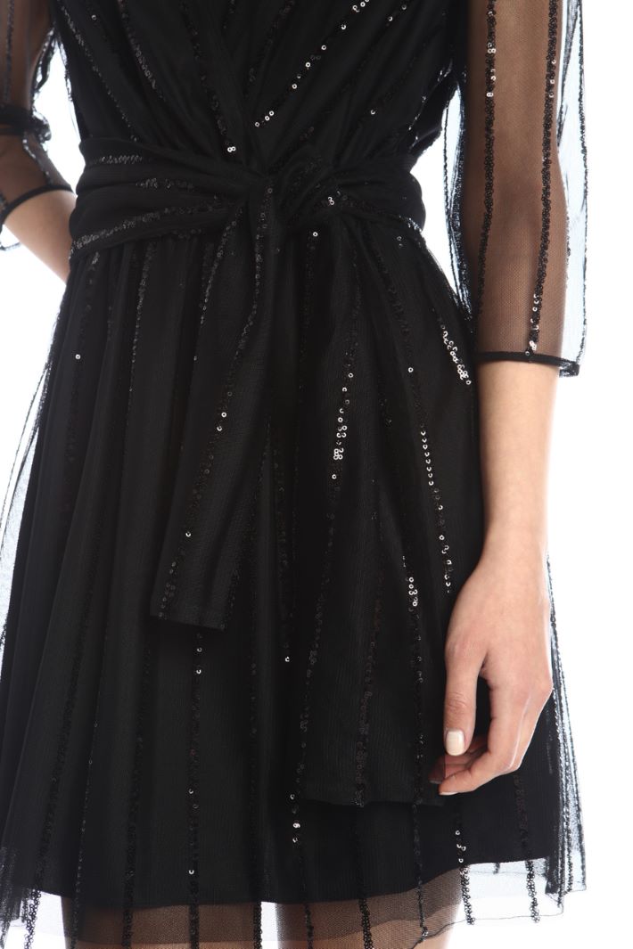 Abito in tulle con paillettes - NERO - Fashion Market - 3