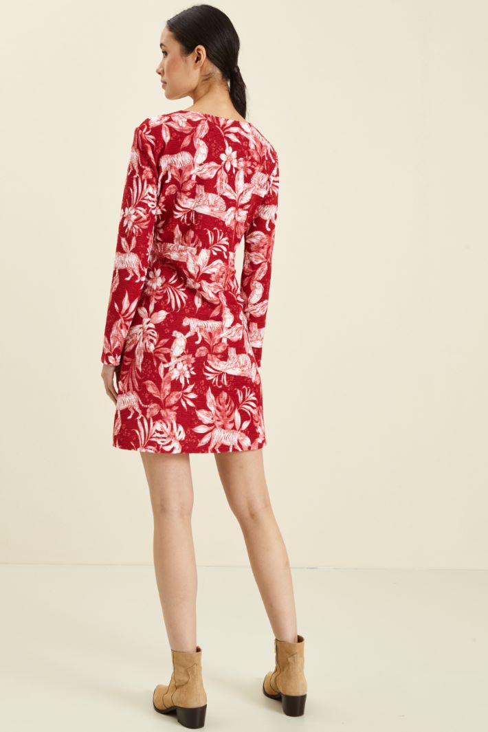 Abito in jersey con incrocio - ROSSO BIANCO - Fashion Market - 4