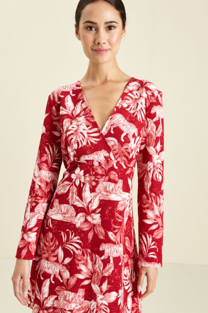 Abito in jersey con incrocio - ROSSO BIANCO - Fashion Market - 2