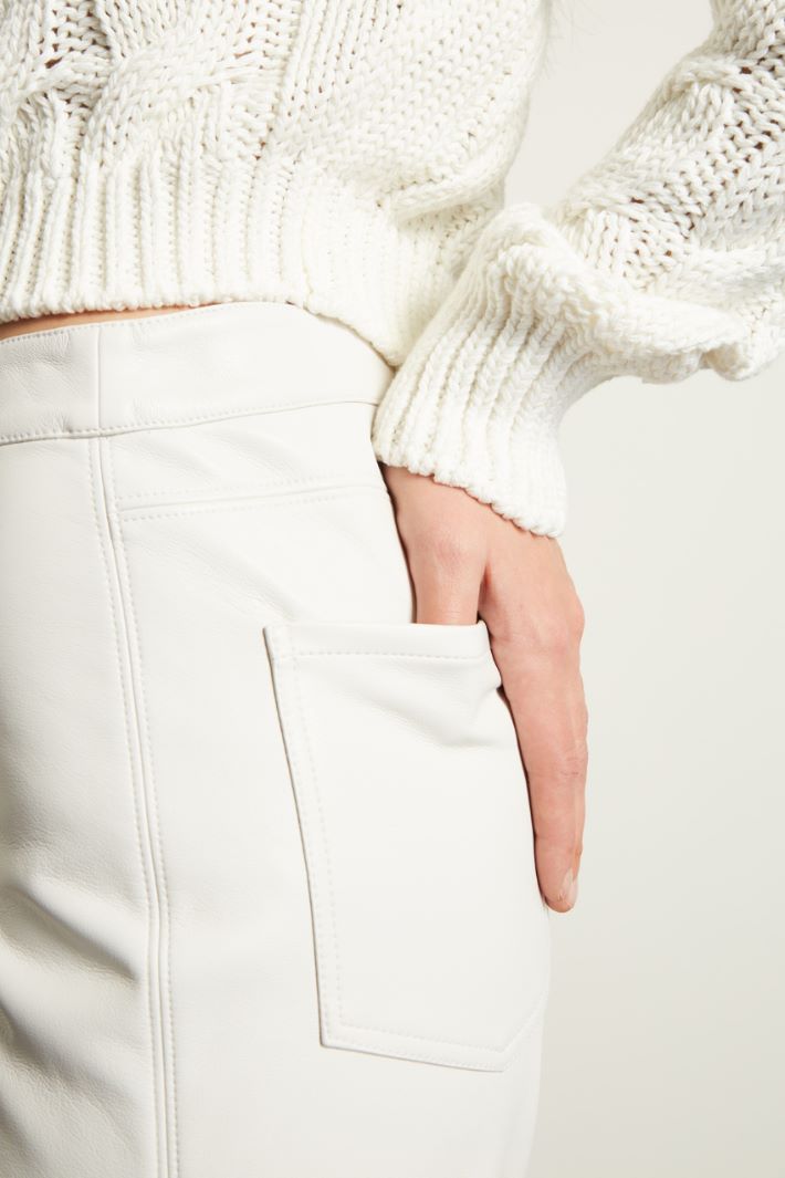 Pantalone in jersey spalmato - BIANCO - Fashion Market - 3