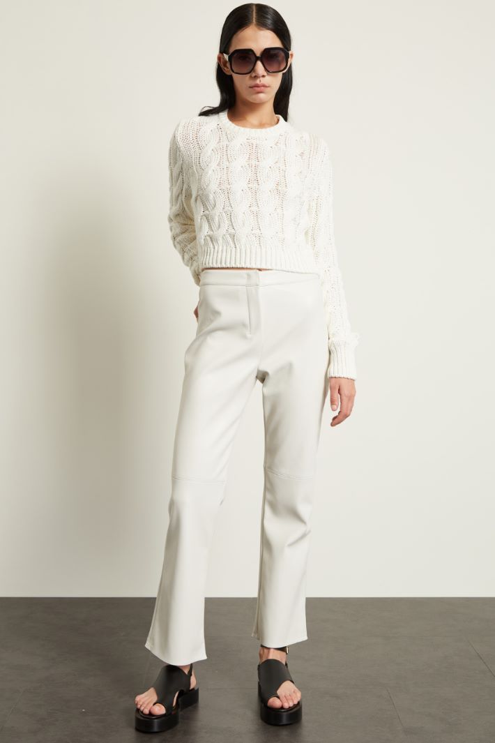 Pantalone in jersey spalmato - BIANCO - Fashion Market
