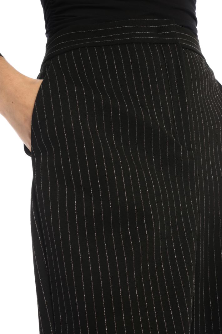 Pantaloni in jersey lamé - NERO ROSA - Fashion Market - 3